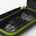 Darts Case in Black and Green - Inside view of darts