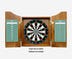 DW Original Early American Cabinet - Open cabinet with Dartboard, Outchart, and Scoreboard