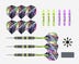 DW Original Anthem Steel Tip Darts - Includes 3 dart barrels, 9 shafts, 9 flights, 8 flight protectors, and point sharpener