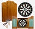 DW Original Early American Cabinet Kit - Includes Cabinet, Dartboard, Chalk Scoreboard, Outchart, 2 brass dart sets, 3 sets of shafts, and 6 sets of flights.