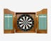 DW Original Early American Cabinet Kit - Open view of the Cabinet with Original Dartboard, Chalk Scoreboard, and Outchart.