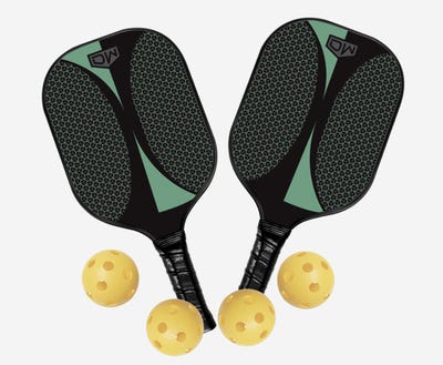 DW Original Cyclone Pickleball Set - Set includes 2 paddles, 2 indoor balls, and 2 outdoor balls.