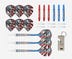 DW Original Regulator Soft Tip Darts - Includes 3 dart barrels, 9 pixel tips, 9 shafts, 9 flights, and bottle opener.