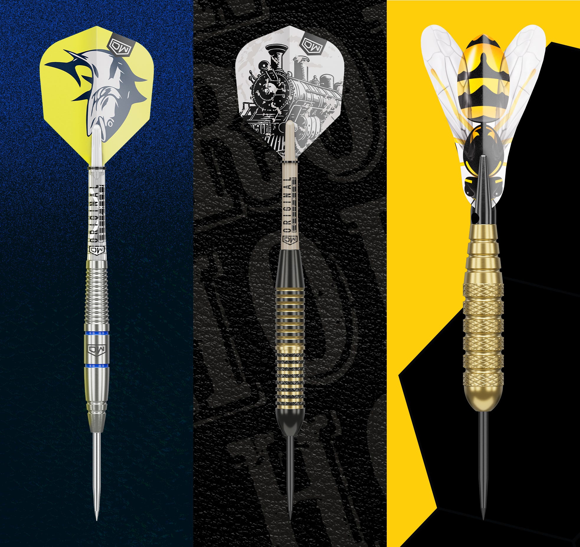 The new dart range of Hornet, Iron horse and Bluefin darts sets from DW Original available in both steel tip and soft tip versions.