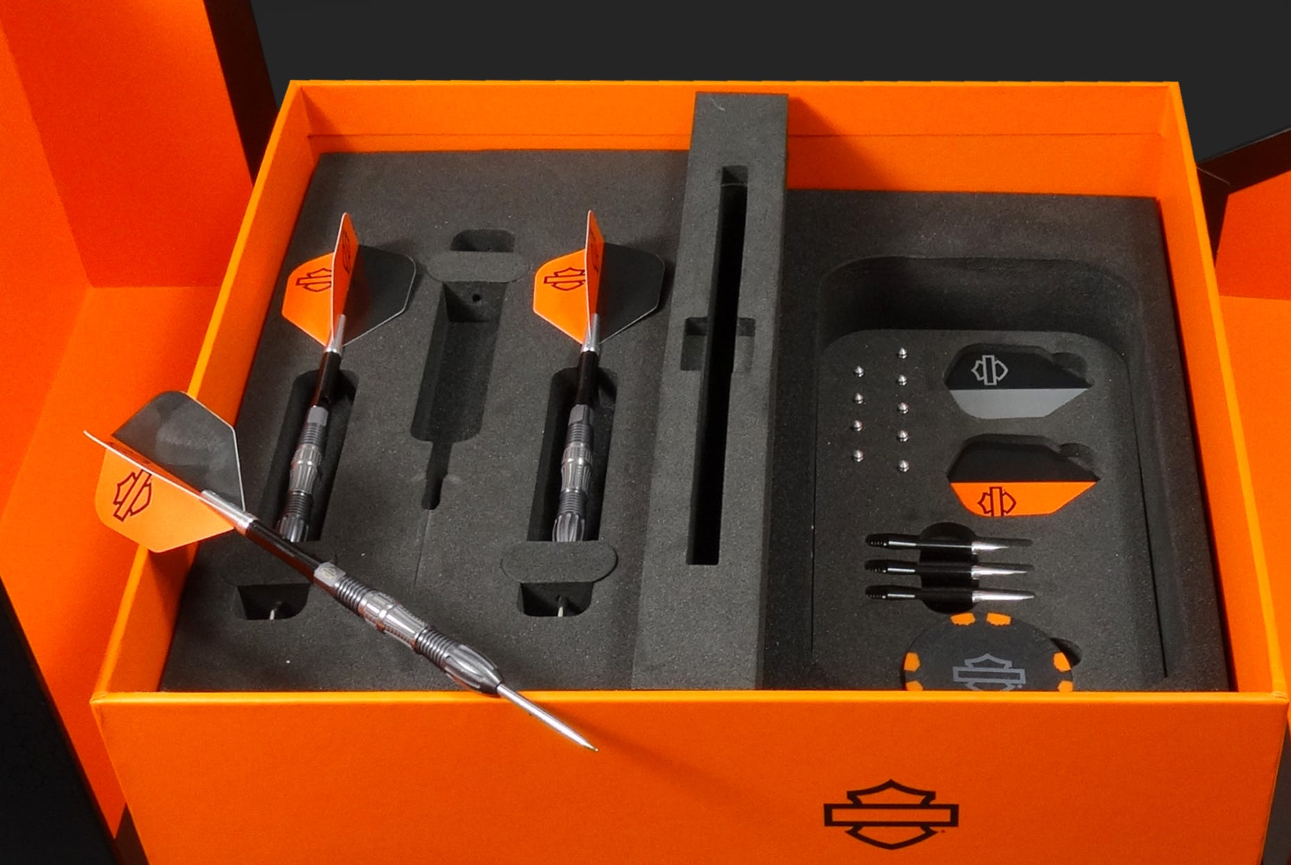 The premium Harley-Davidson dart set available from DW Original